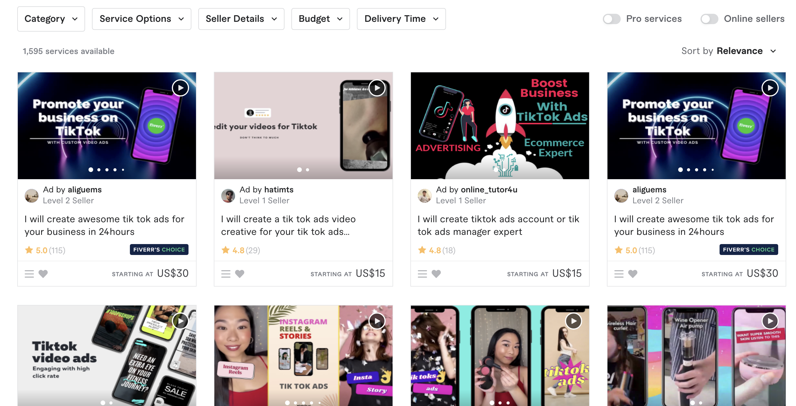 Buying TikTok Ads Accounts on fiverr